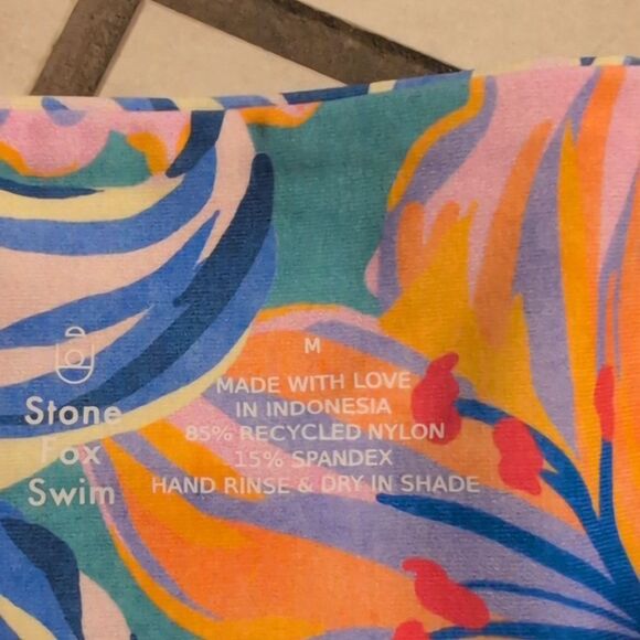 NWT Stone Fox Swim SET Lele Top and River Bottom Tropical Lily Blue Revolve - Picture 7 of 15